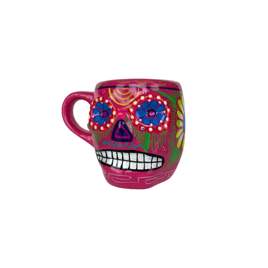 Taza de café con calavera de azúcar pintada a mano - capacidad de 10 oz (hecha en México)