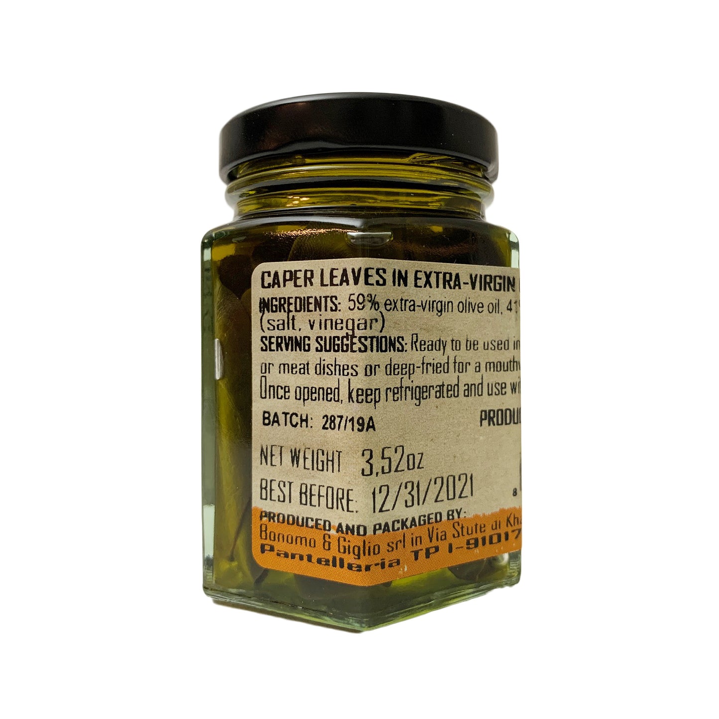 Etimo Pantelleria Caper Leaves in Extra Virgin Olive Oil 3.52 Ounces