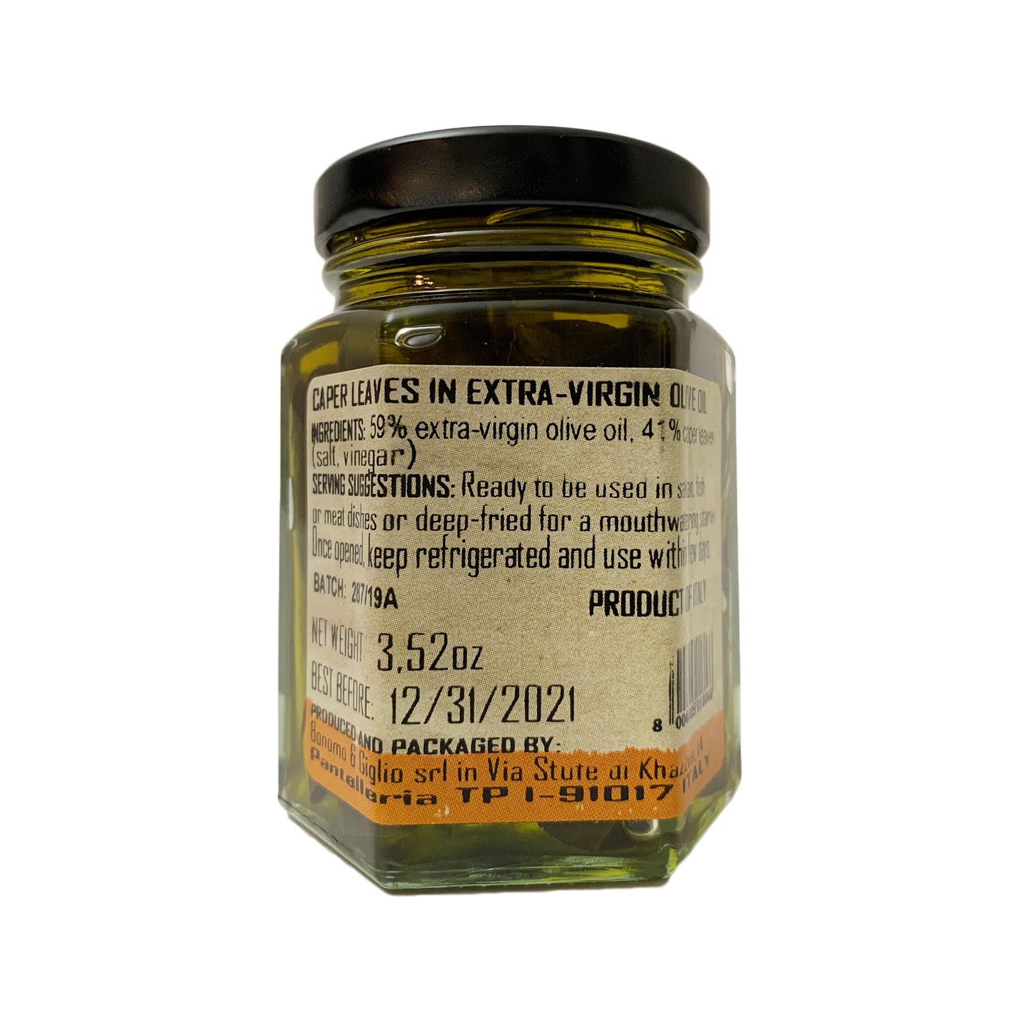 Etimo Pantelleria Caper Leaves in Extra Virgin Olive Oil 3.52 Ounces