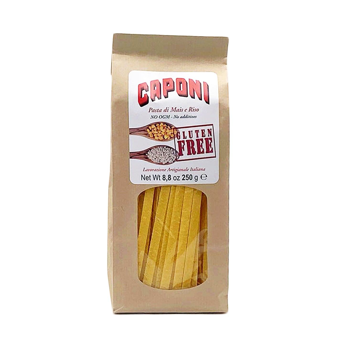 Caponi Gluten Free Pasta Variety Pack of 3 - Tagliatelle, Maccheroni + Fusilli