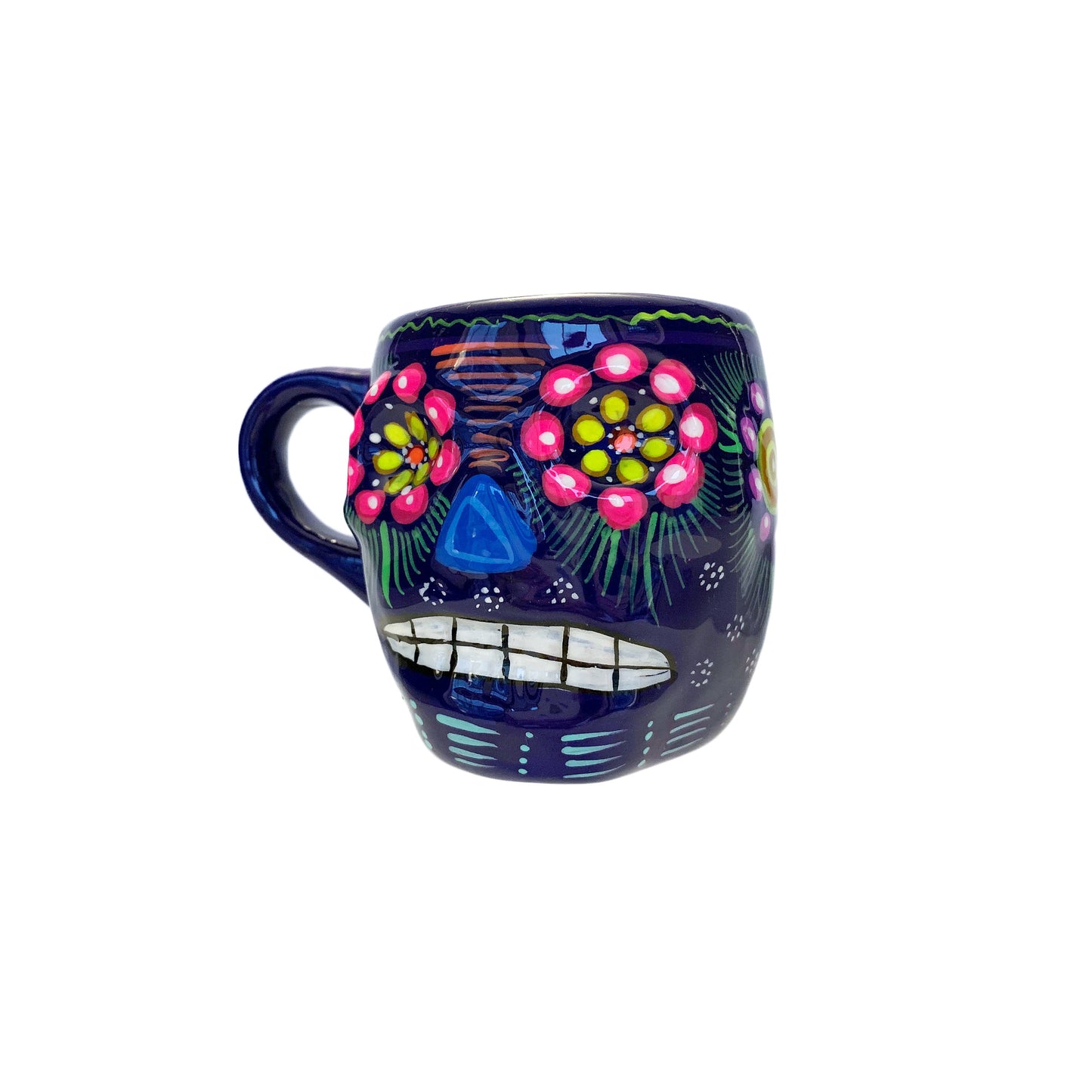 Hand Painted Sugar Skull Coffee Mug  - 10 oz capacity (Made in Mexico)