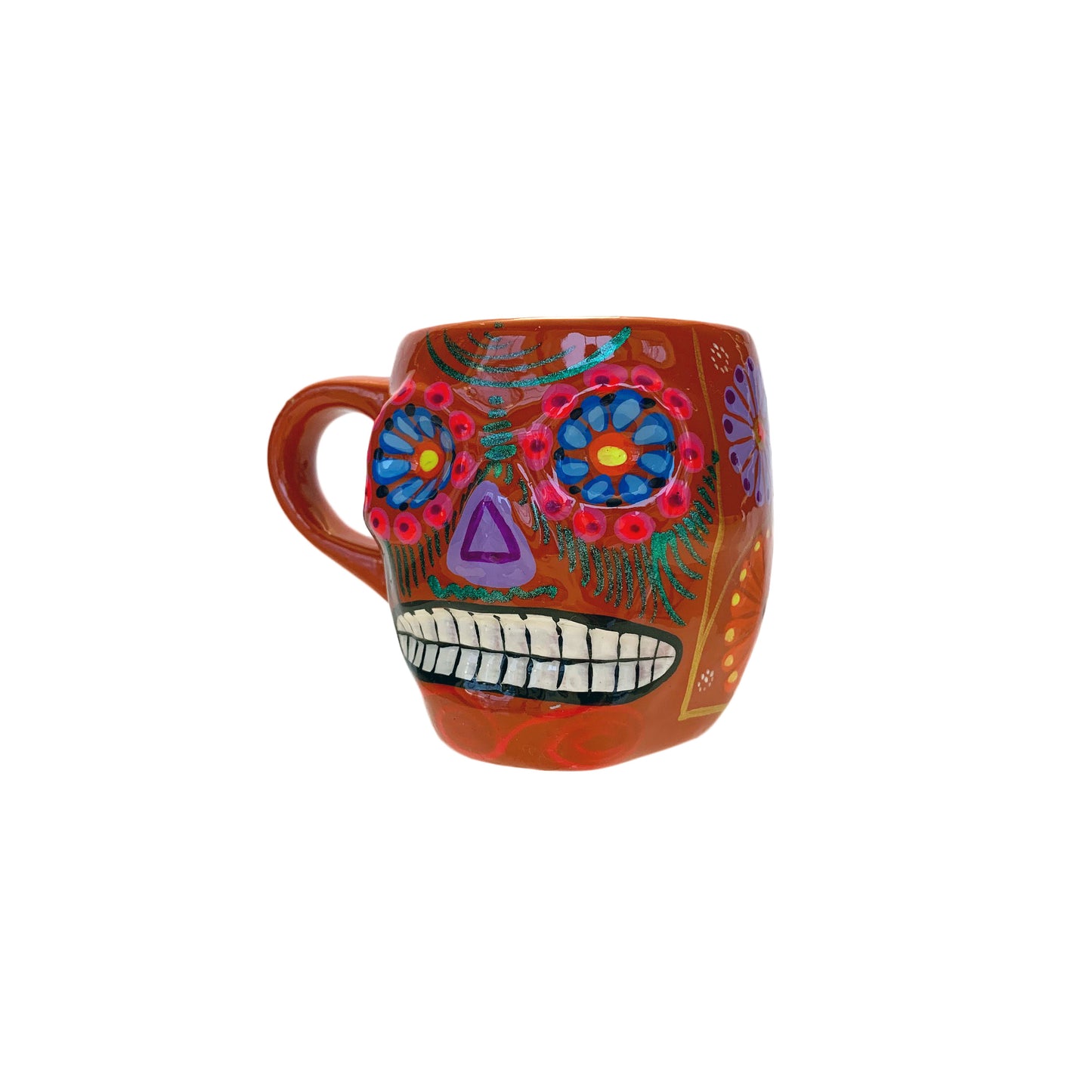 Hand Painted Sugar Skull Coffee Mug  - 10 oz capacity (Made in Mexico)