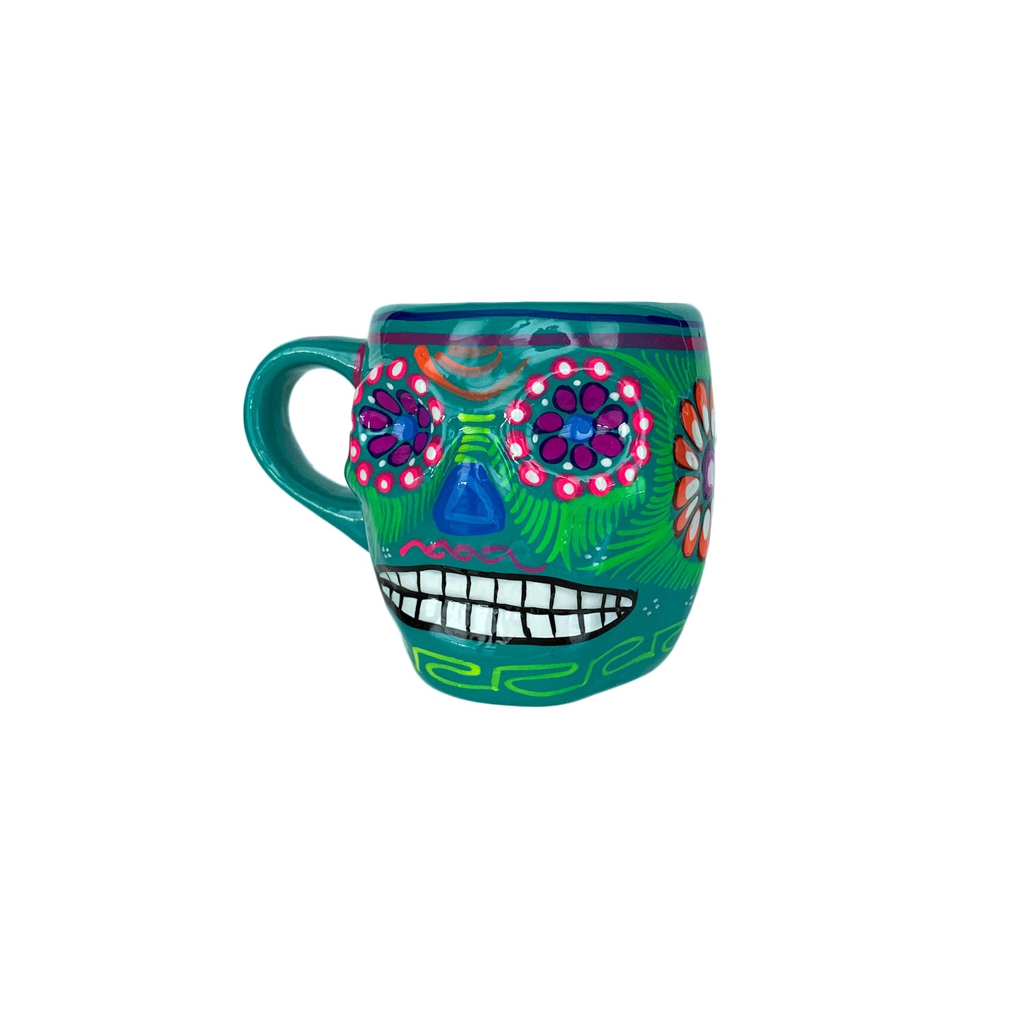 Hand Painted Sugar Skull Coffee Mug  - 10 oz capacity (Made in Mexico)