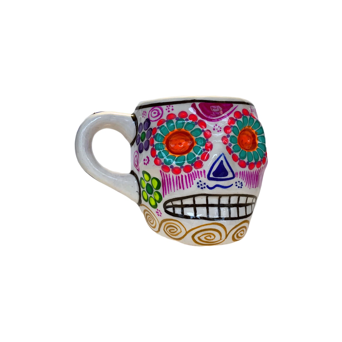 Hand Painted Sugar Skull Coffee Mug  - 10 oz capacity (Made in Mexico)