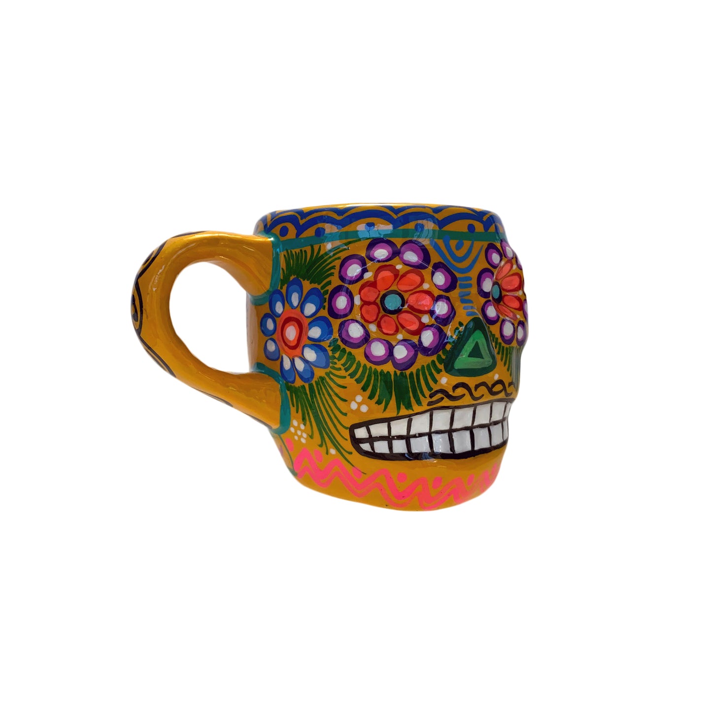 Hand Painted Sugar Skull Coffee Mug  - 10 oz capacity (Made in Mexico)