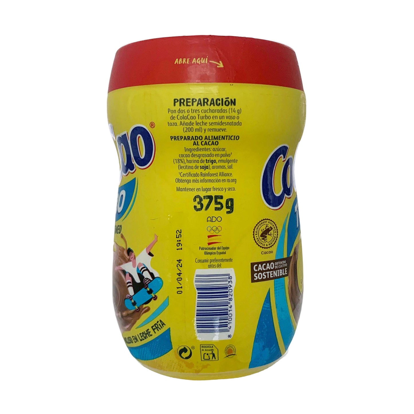 ColaCao Turbo Mezcla Instantánea de Bebida de Chocolate Frío o Caliente de España 375g