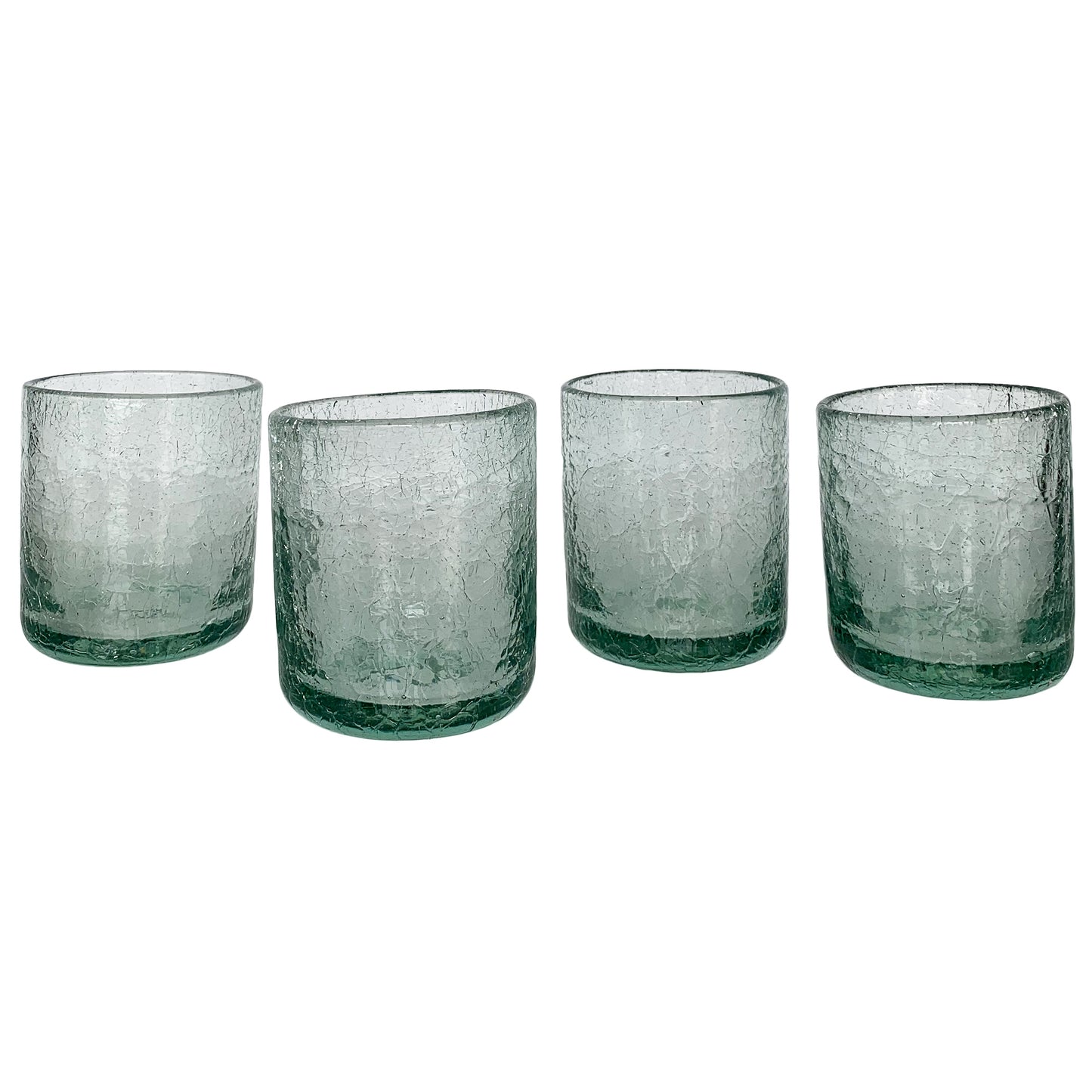 Hand Blown Cracked Glass Tumblers, Set of 2 | Mexican Drinking Glasses | 12oz Capacity