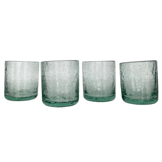 Vasos de vidrio agrietado soplado a mano, juego de 2 | Vasos mexicanos para beber | Capacidad de 12 onzas