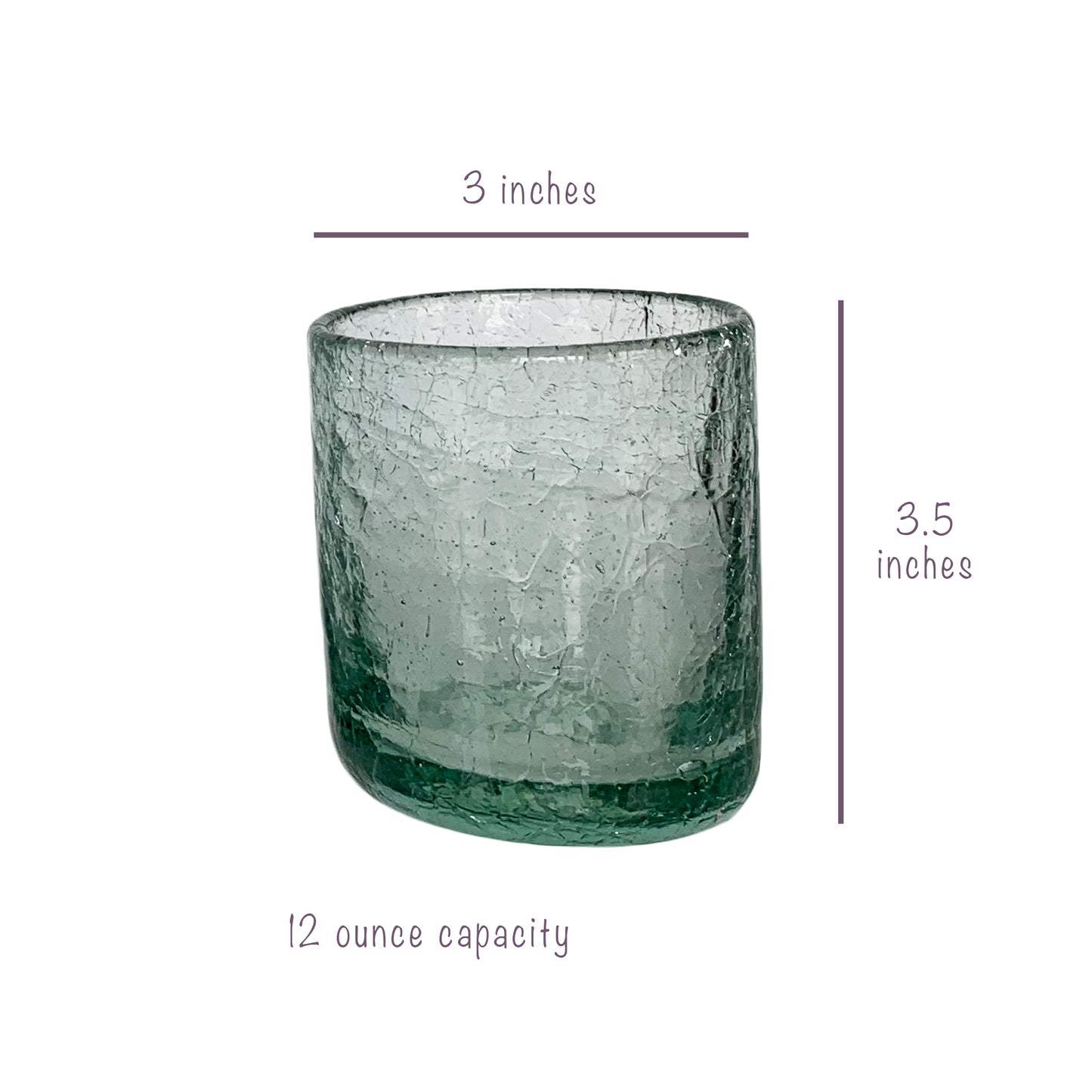 Hand Blown Cracked Glass Tumblers, Set of 2 | Mexican Drinking Glasses | 12oz Capacity