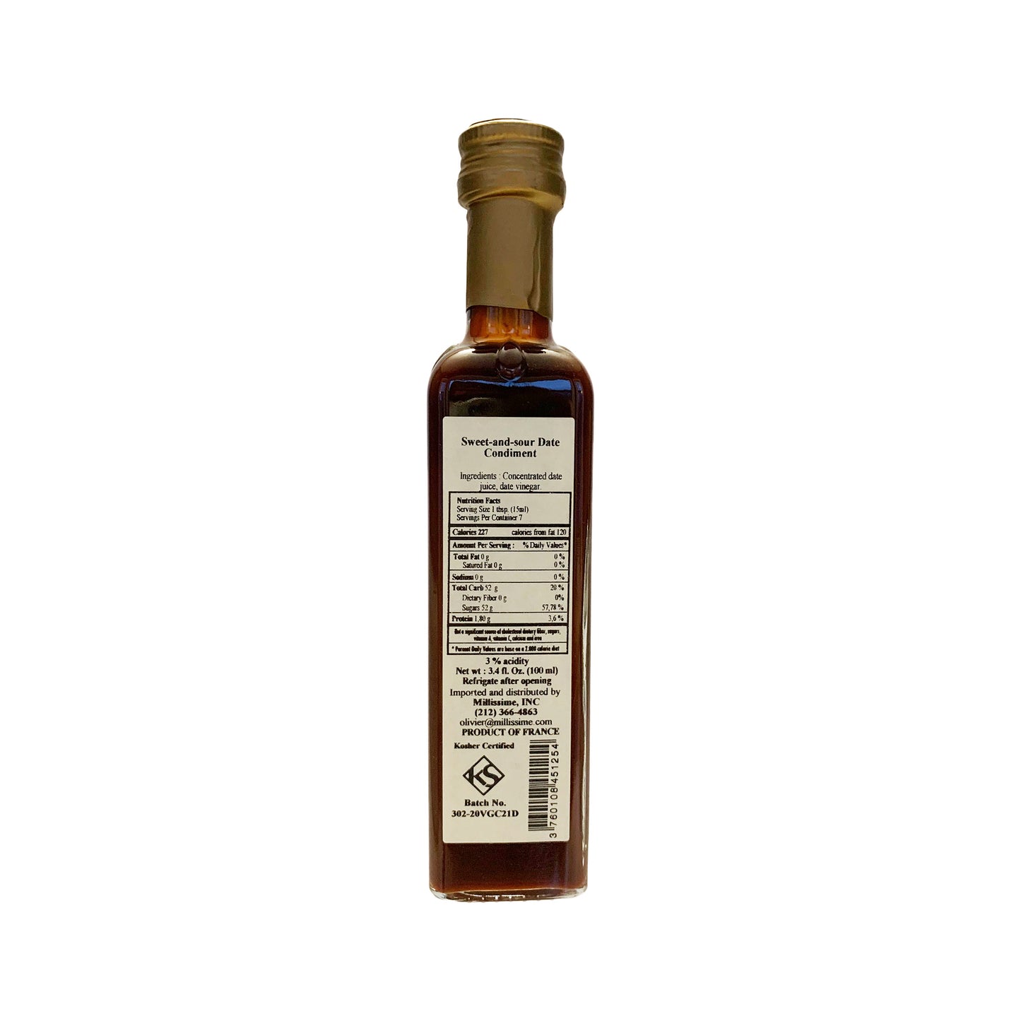 Huilerie Beaujolaise Sweet + Sour Date Vinegar - 100ml (3.38 fl oz)