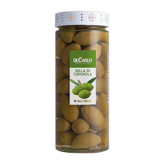 Aceitunas verdes Decarlo Bella di Cerignola 580g (Cosecha 2020) 