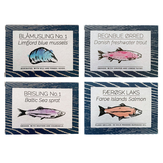 FANGST - Paquete variado de mariscos nórdicos enlatados de 4