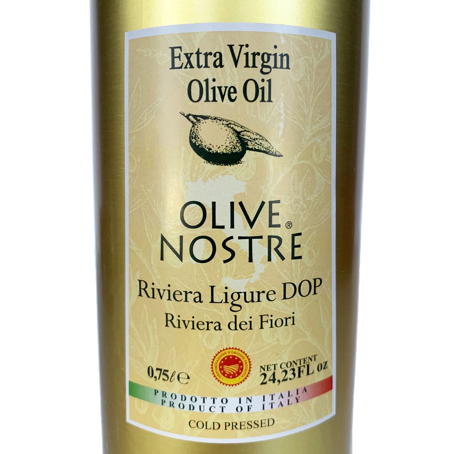 Frantoio di Sant'Agata d'Oneglia Olive Nostre Riviera Ligure DOP - Ligurian Extra Virgin Olive Oil made with 100% Taggiasca Olives 750ml