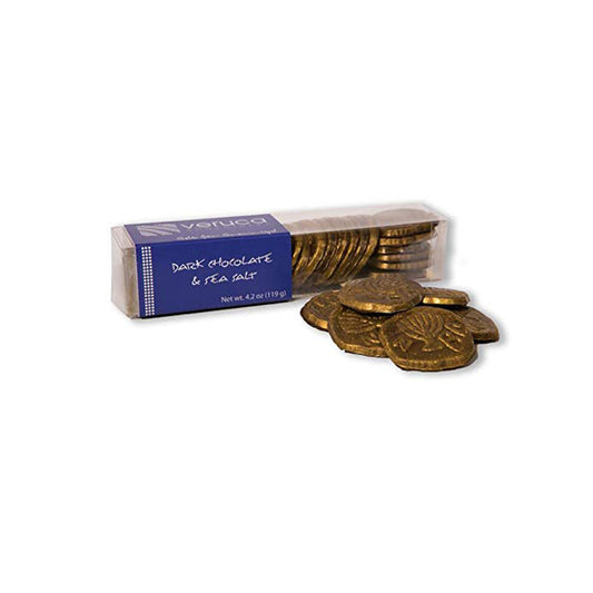 Hanukkah Gelt Coins Sal marina de chocolate oscuro - Sin nueces - Sin lácteos - Kosher