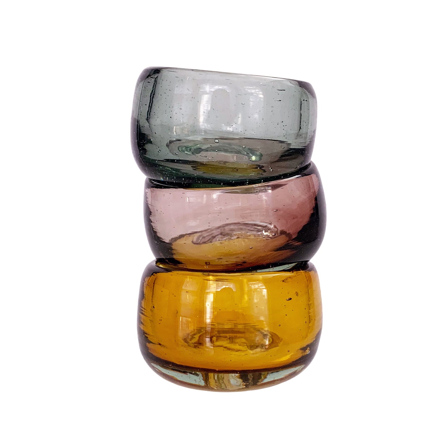 Mezcal soplado a mano + vasos de tequila | Copitas de Mezcal | Hecho en México - Juego de 2 (5 colores disponibles)