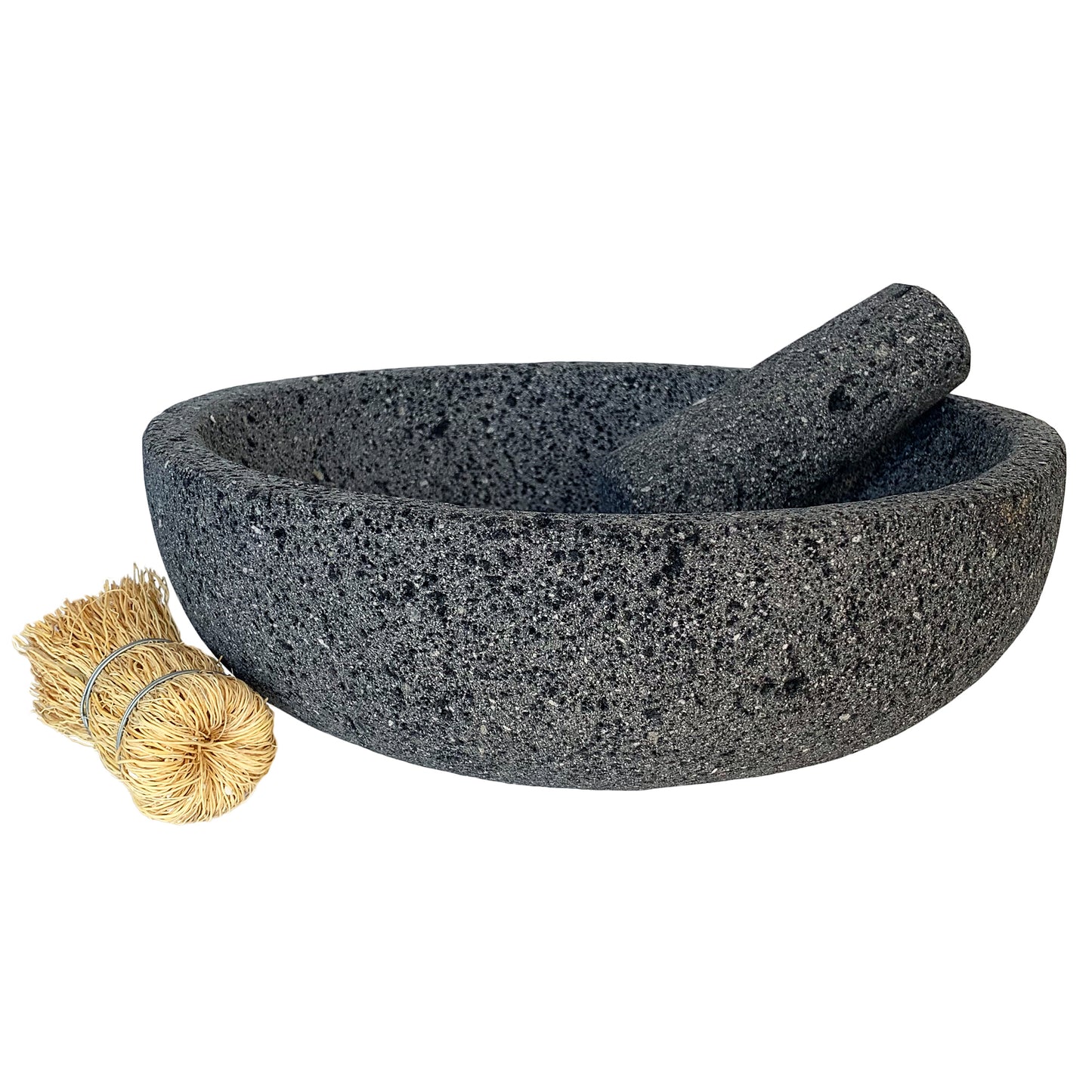 Large (12 inch) Mexican Molcajete Bowl | Hand-carved 100% Volcanic Stone | Molcajete Mexicano de Piedra Volcanica Grande | 8 Cup Capacity