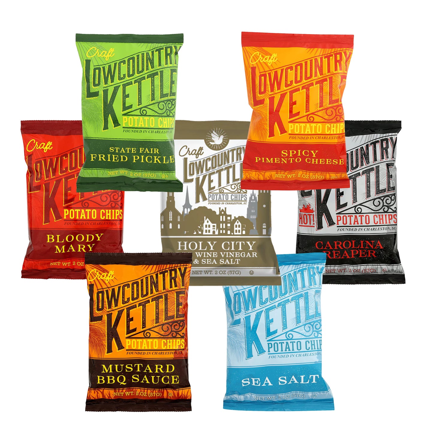 Lowcountry Kettle Potato Chips - Variety Pack of 7