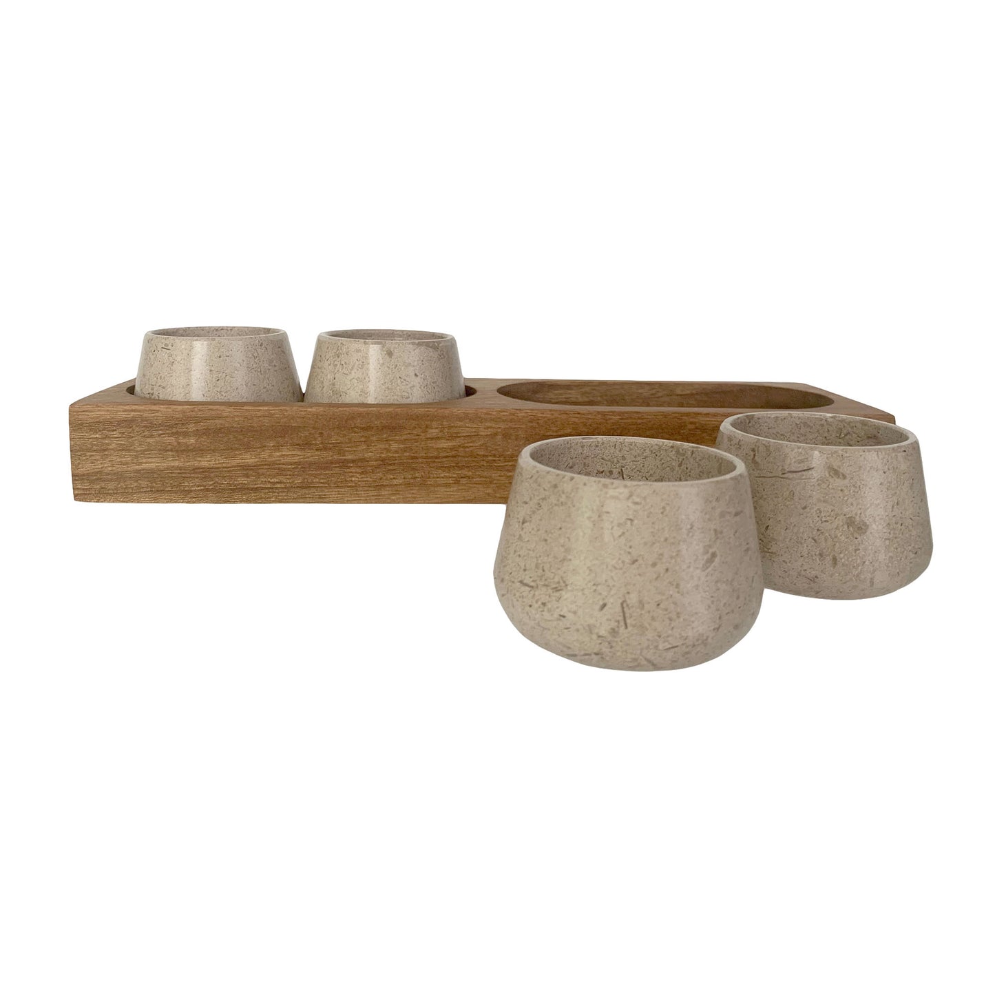 Copitas de Mezcal de Mármol con Base de Madera | Juego de vasos de chupito de piedra | Bandeja Shot Flight - Hecha a mano en México (Disponible con copas de mármol negro, gris o beige)