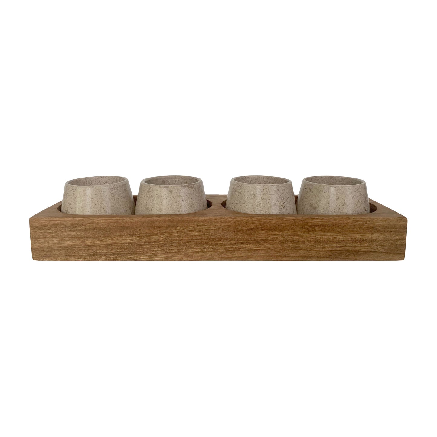 Marble Mezcal Copitas with Wooden Base | Stone Shot Glasses Set | Shot Flight Tray - Handmade in Mexico (Available with Black, Gray or Beige Marble Cups)