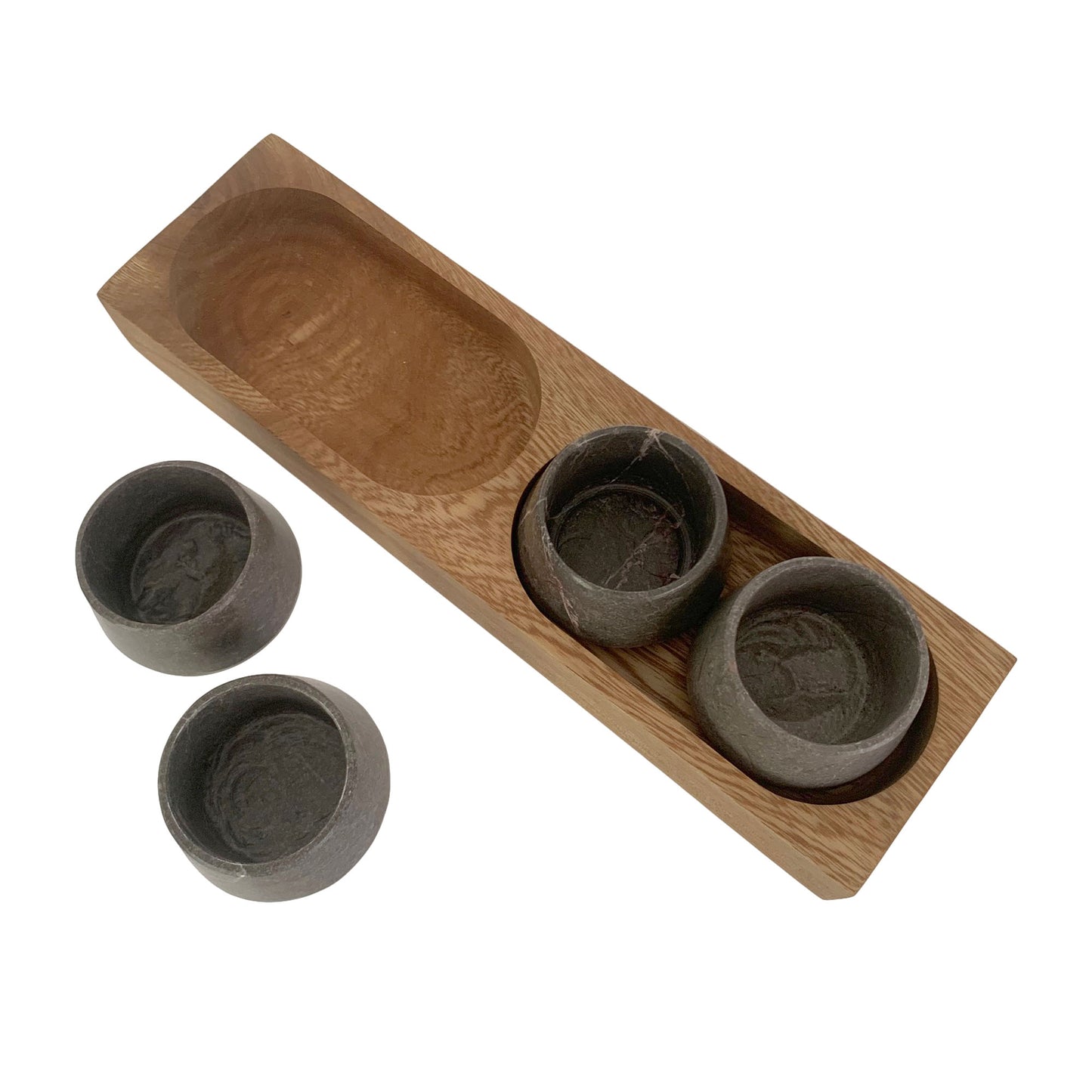 Copitas de Mezcal de Mármol con Base de Madera | Juego de vasos de chupito de piedra | Bandeja Shot Flight - Hecha a mano en México (Disponible con copas de mármol negro, gris o beige)