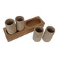 Tequila Shot Glasses Hand Carved out of Marble with Wooden Base - Made in Mexico (Available in Gray or Beige)