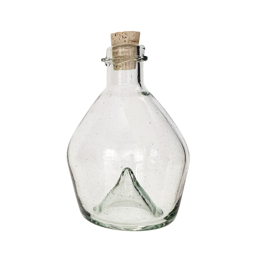 Botella de mezcal de vidrio reciclado soplado a mano mexicano | Decantador para Tequila o Mezcal | Capacidad de 500 ml.