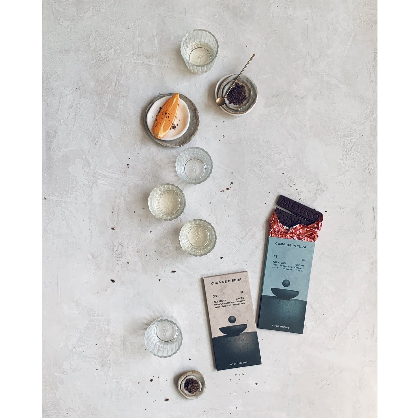 Cuna de Piedra 73% Mexican Dark Chocolate with Mezcal Reposado | Mexican Heirloom Cacao