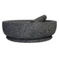 Molcajete mexicano grande (11”-12”) tallado a mano en piedra 100% volcánica | Base redonda