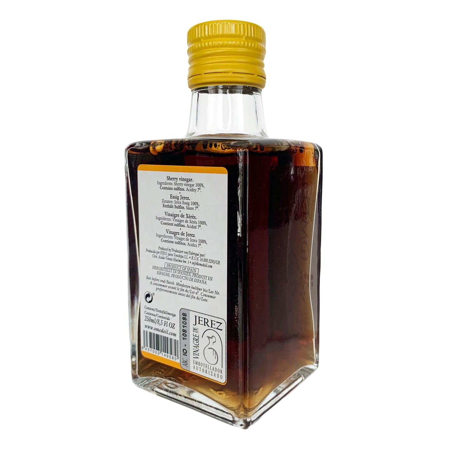 O-Med Sherry Vinegar from Jerez, Spain DOP (Vinagre de Jerez) 250ml/8.5 Fl Oz