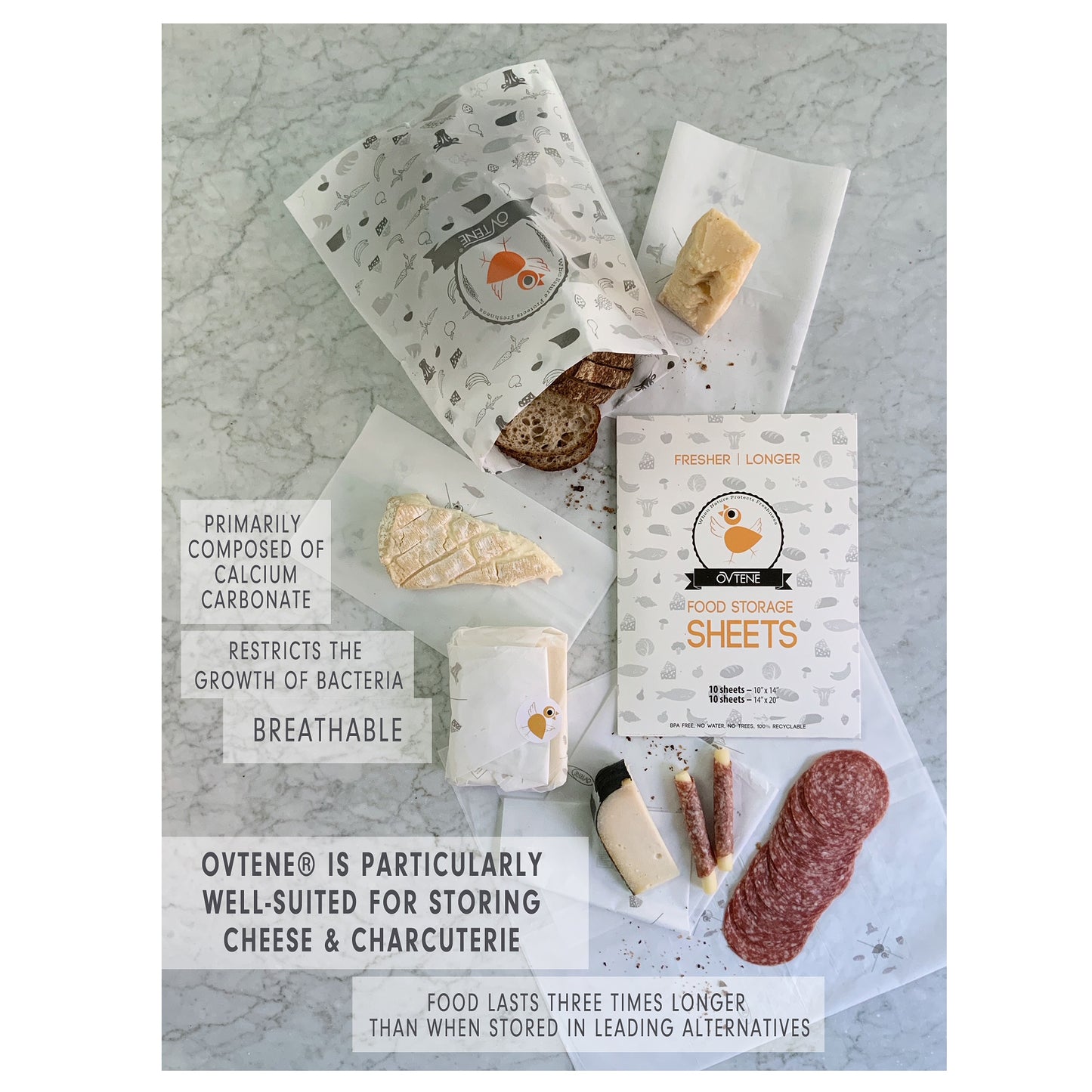 OVTENE Bolsas de almacenamiento de alimentos para queso, carne y productos agrícolas – Mantiene los alimentos frescos por más tiempo (20 bolsas pequeñas de 10.5 x 7.25 pulgadas)
