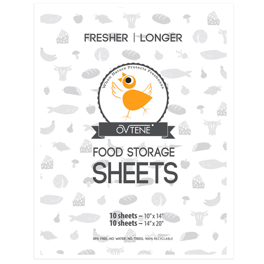 OVTENE Food Storage Sheets for Cheese, Meat, and Produce - Keeps Food Fresher (20 Sheets) Longer