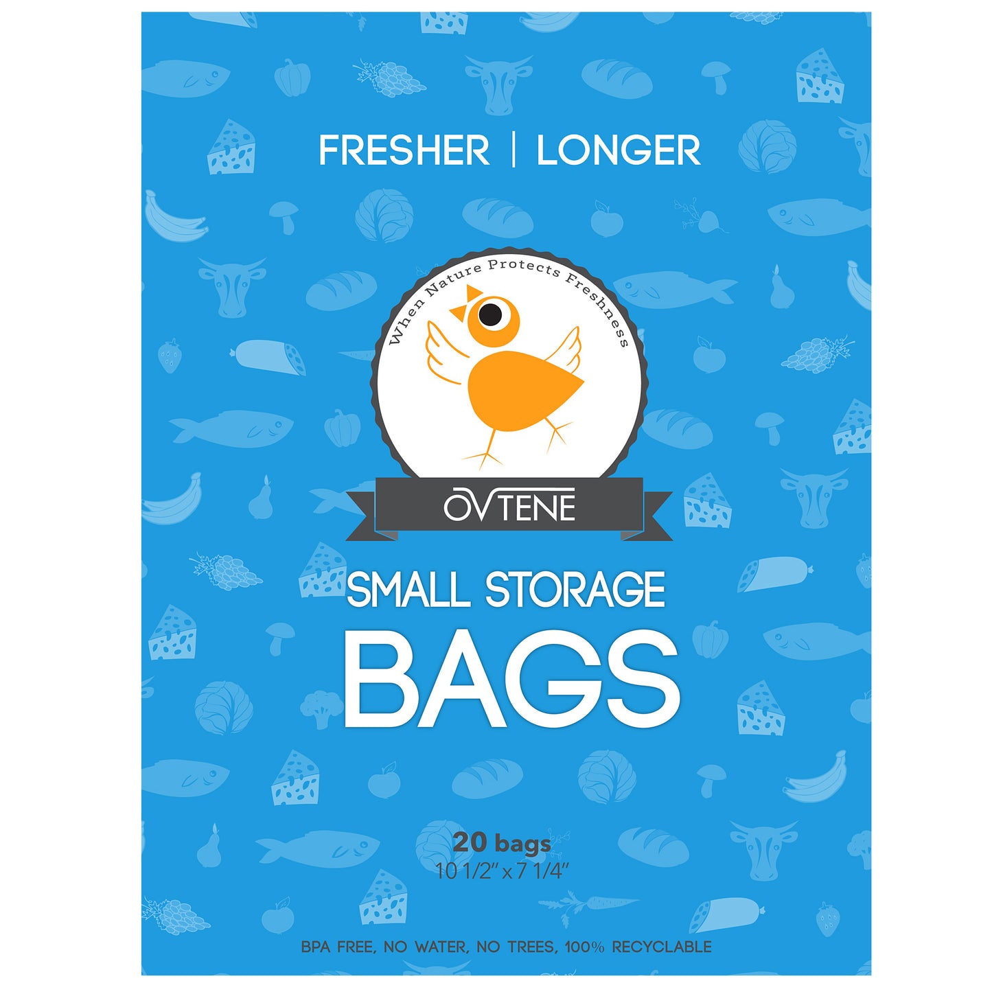 OVTENE Food Storage Bags for Cheese, Meat, and Produce - Keeps Food Fresher Longer (20 Small bags 10.5"x7.25")