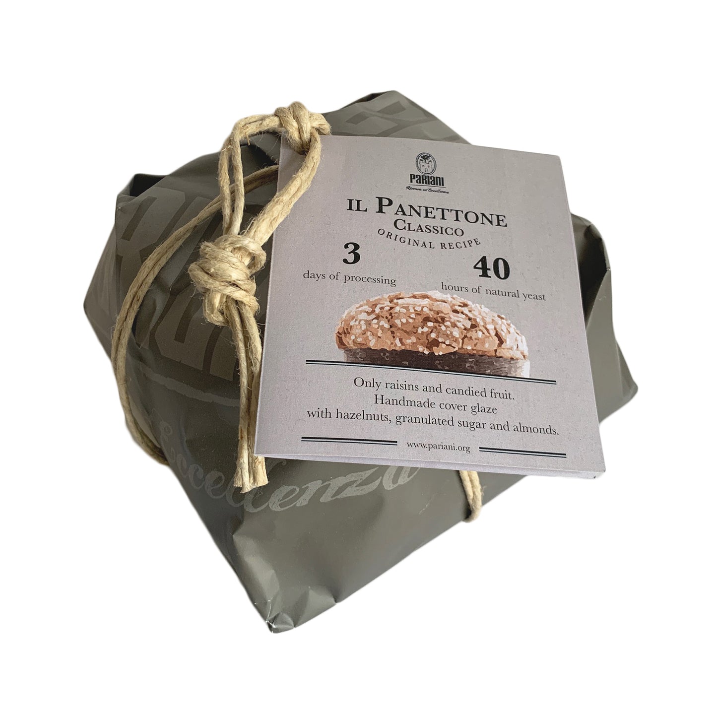 Pariani Classic Panettone with PGI Hazelnut Frosting, Pearl Sugar and Whole Almonds 750 Grams