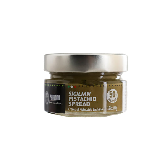 PARIANI Crema dulce de pistacho siciliano para untar con 52 % de pistacho - 100 g (3,53 oz) 