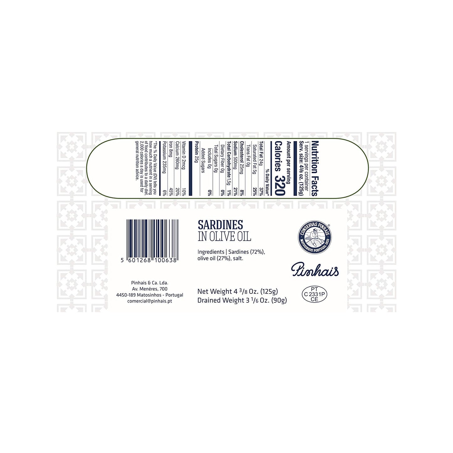 Pinhais (Nuri) Sardinas portuguesas artesanales en aceite de oliva - 4.4 Oz 