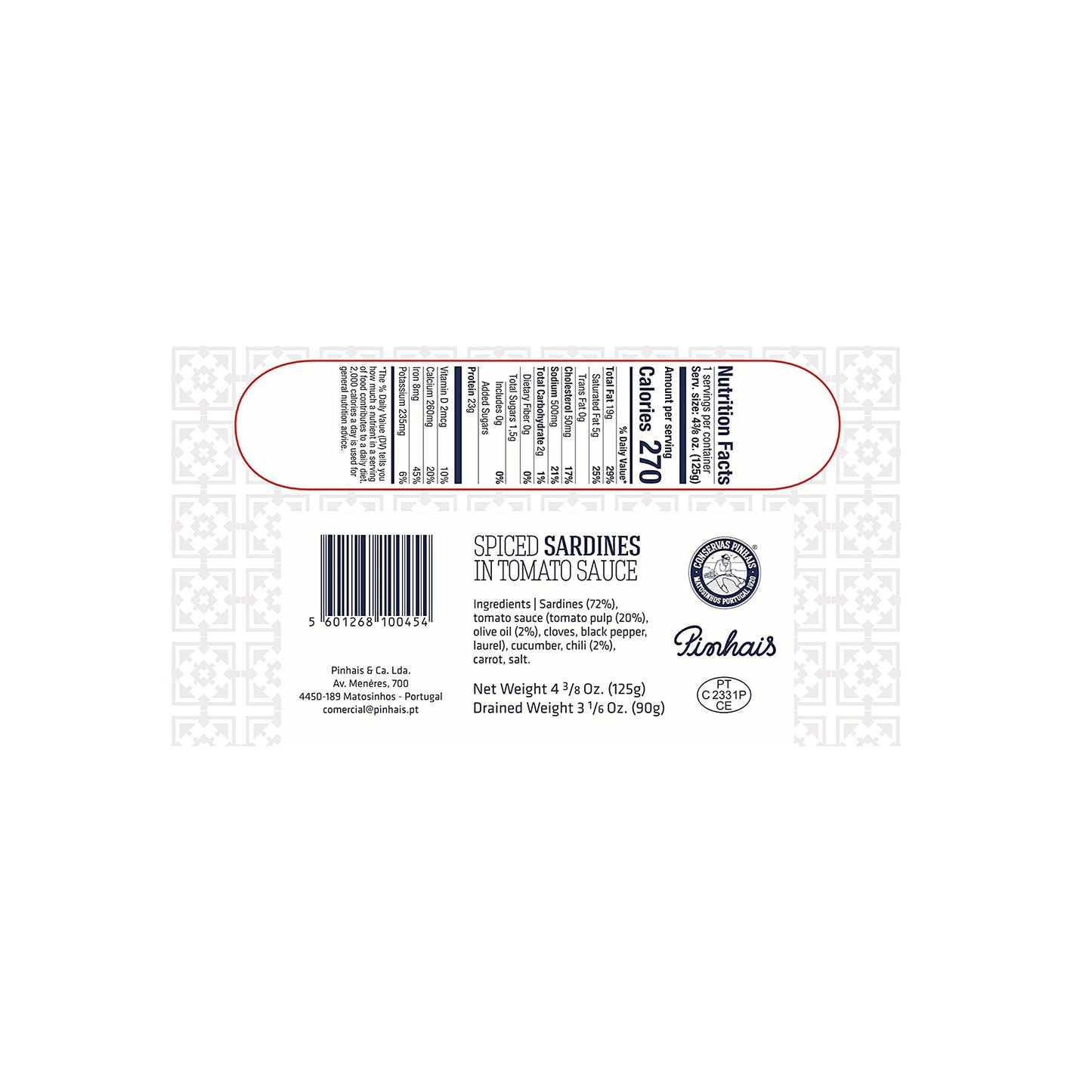 Pinhais (Nuri) Sardinas especiadas portuguesas artesanales en salsa de tomate - 4.4 Oz 