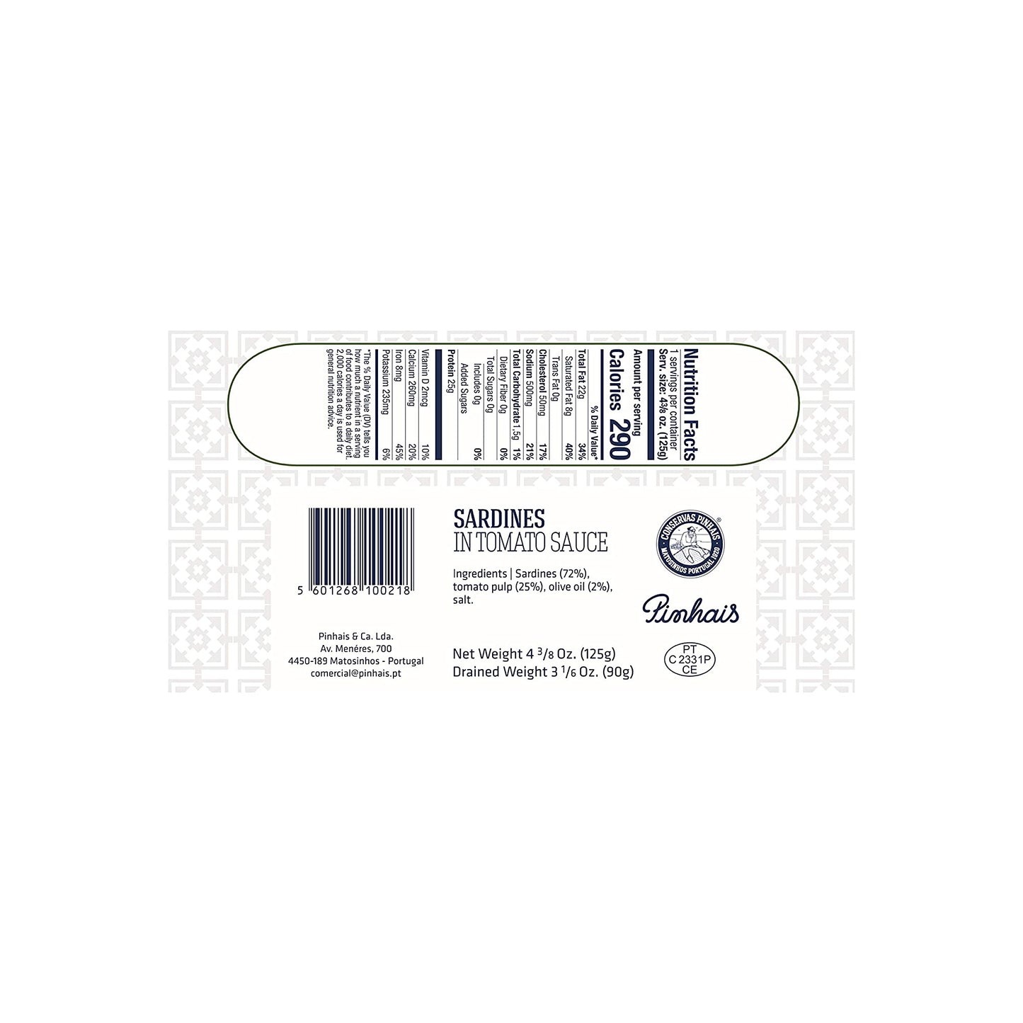 Pinhais (Nuri) Sardinas portuguesas artesanales en salsa de tomate - 4.4 Oz 