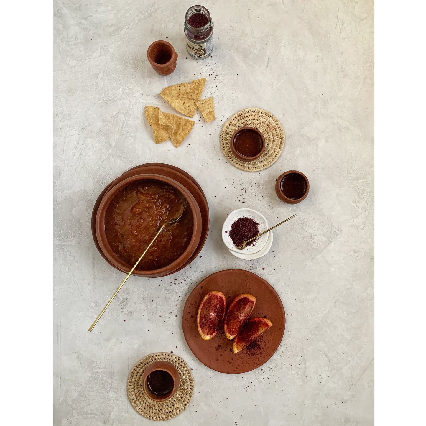 Oaxacan Red Clay Mezcal Copitas Tasting Set with or without Sal de Gusano (Agave Worm Salt)