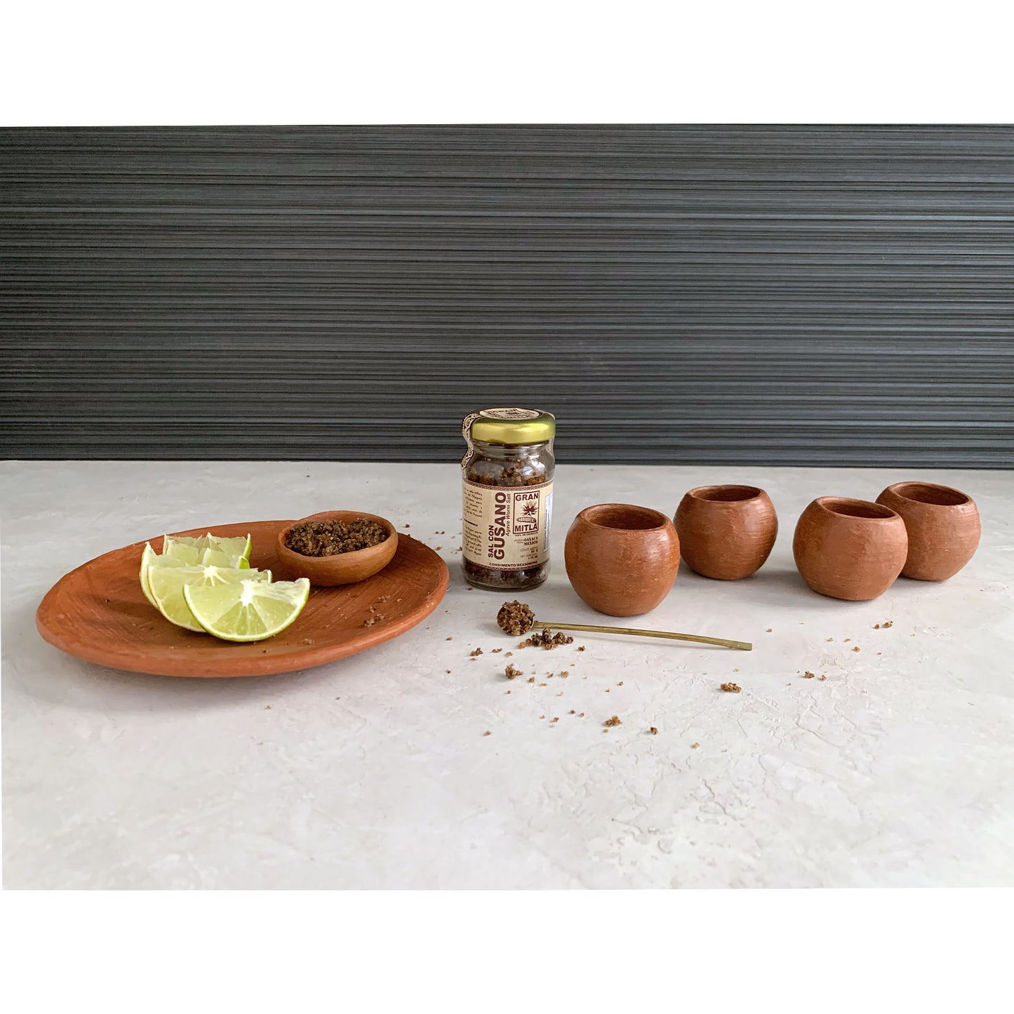 Oaxacan Red Clay Mezcal Copitas Tasting Set with or without Sal de Gusano (Agave Worm Salt)