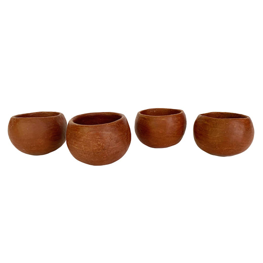 Red Clay Artisan Mezcal Copitas 1oz (Round)- Handmade in Oaxaca, Mexico - Pack of 4