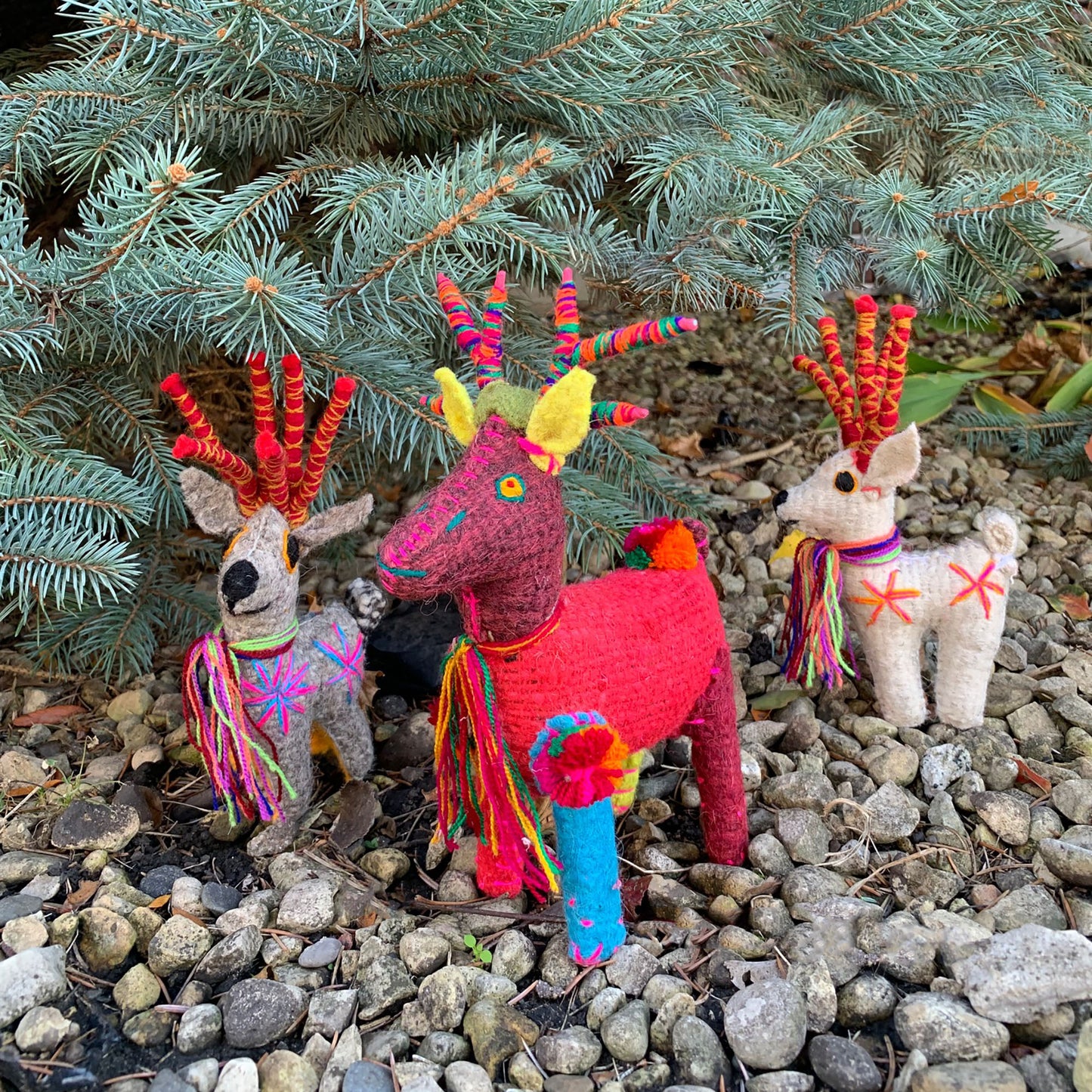 Mexican Natural Dyed Wool Reindeer Toy for Christmas Decoration, Children's Room, Mantel Decor or Table Centerpiece