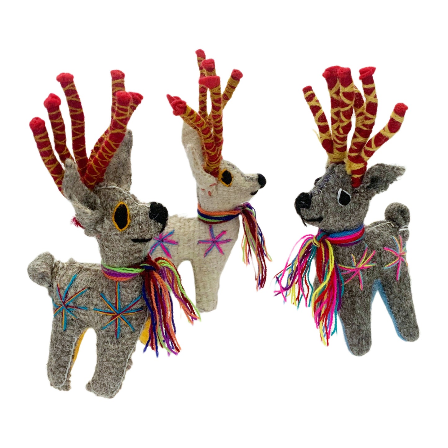 Mexican Natural Dyed Wool Reindeer Toy for Christmas Decoration, Children's Room, Mantel Decor or Table Centerpiece