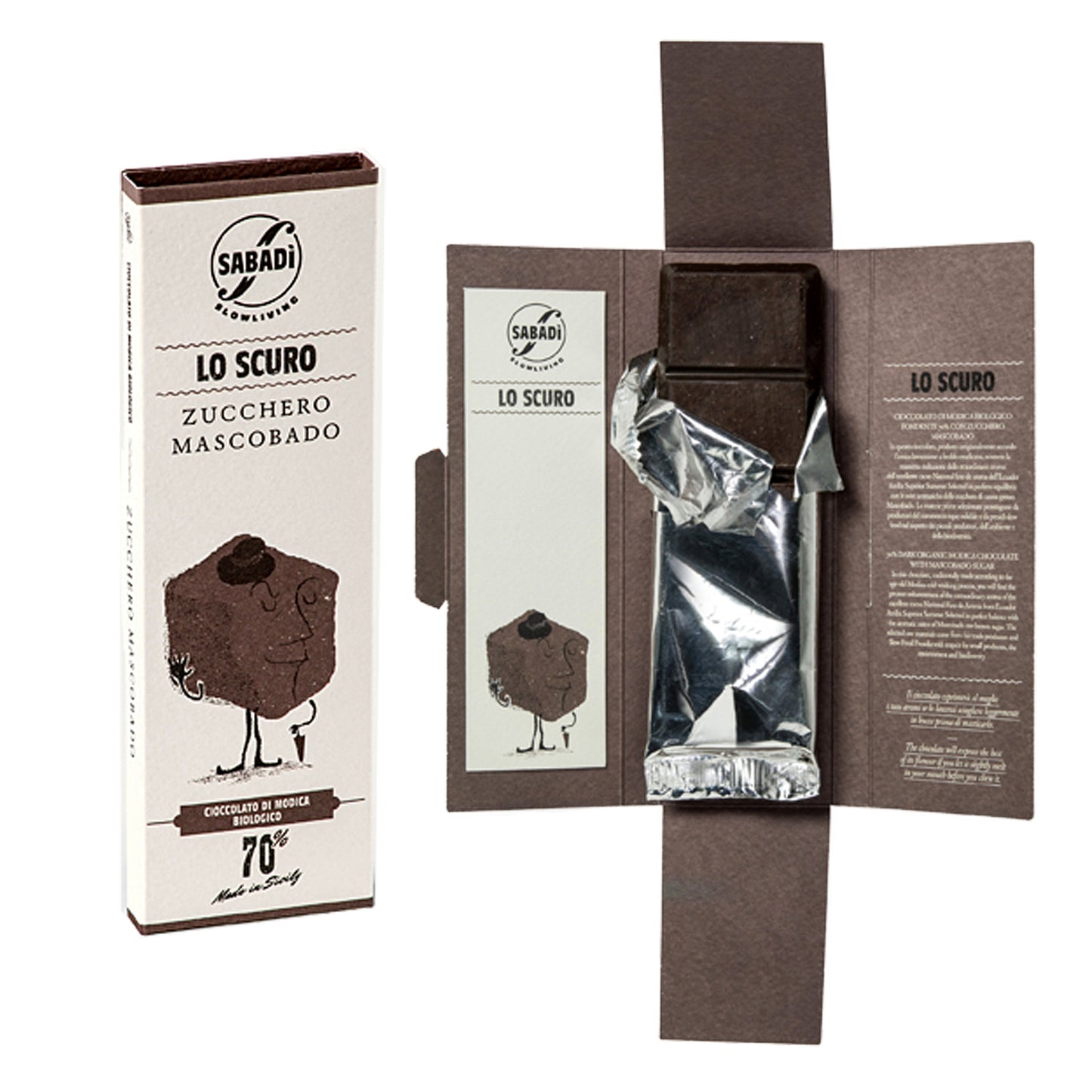 Sabadi 70% chocolate Modica orgánico oscuro con azúcar moscovado 1.76 oz