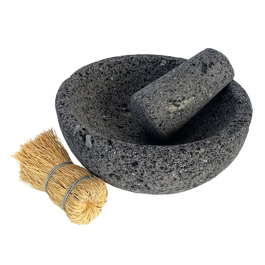 Tazón de molcajete mexicano pequeño (8 pulgadas) | Piedra 100% Volcánica Tallada a Mano | Molcajete Mexicano de Piedra Volcánica