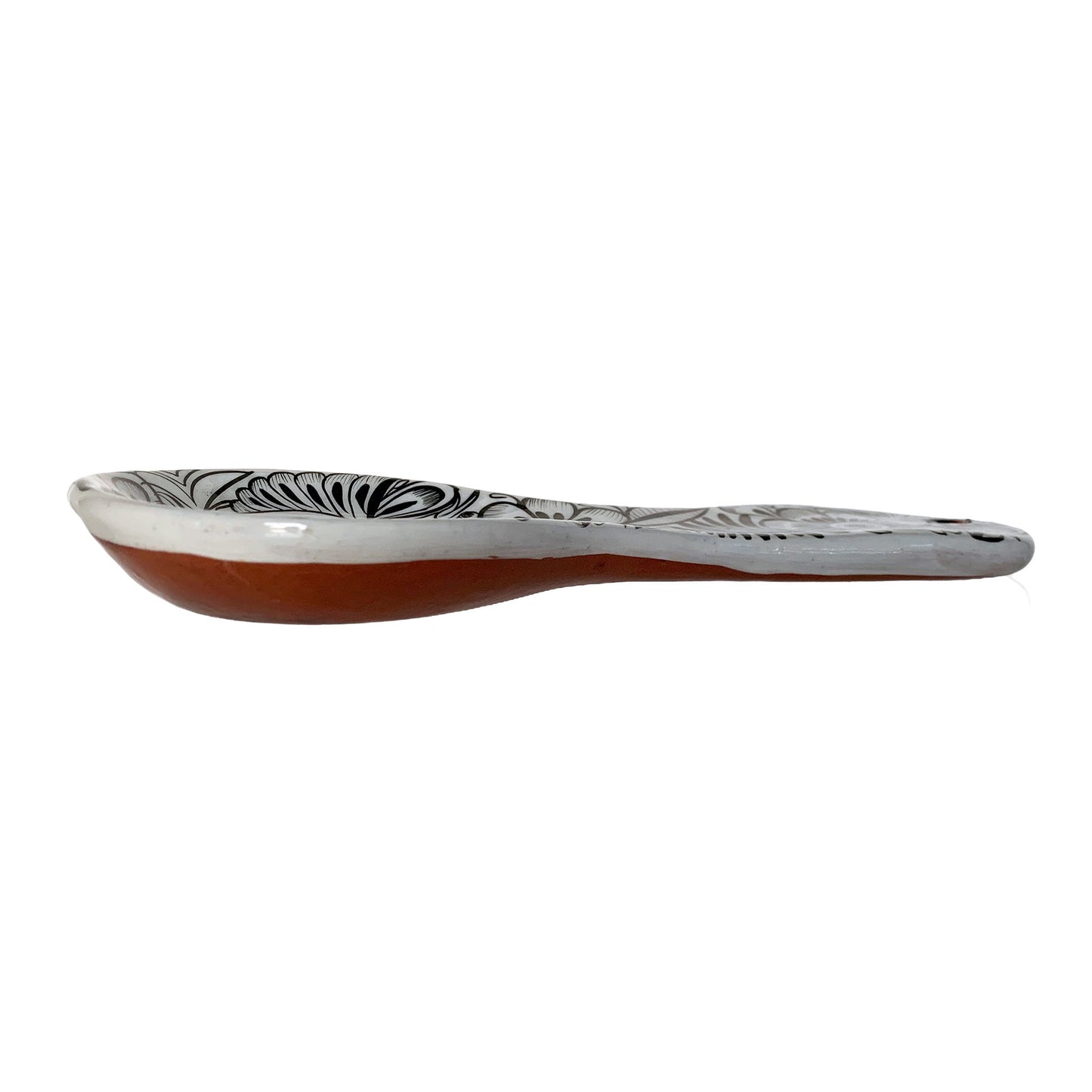 Mexican Hand Painted Ceramic Spoon Rest in White+Black or Yellow+Multi Color