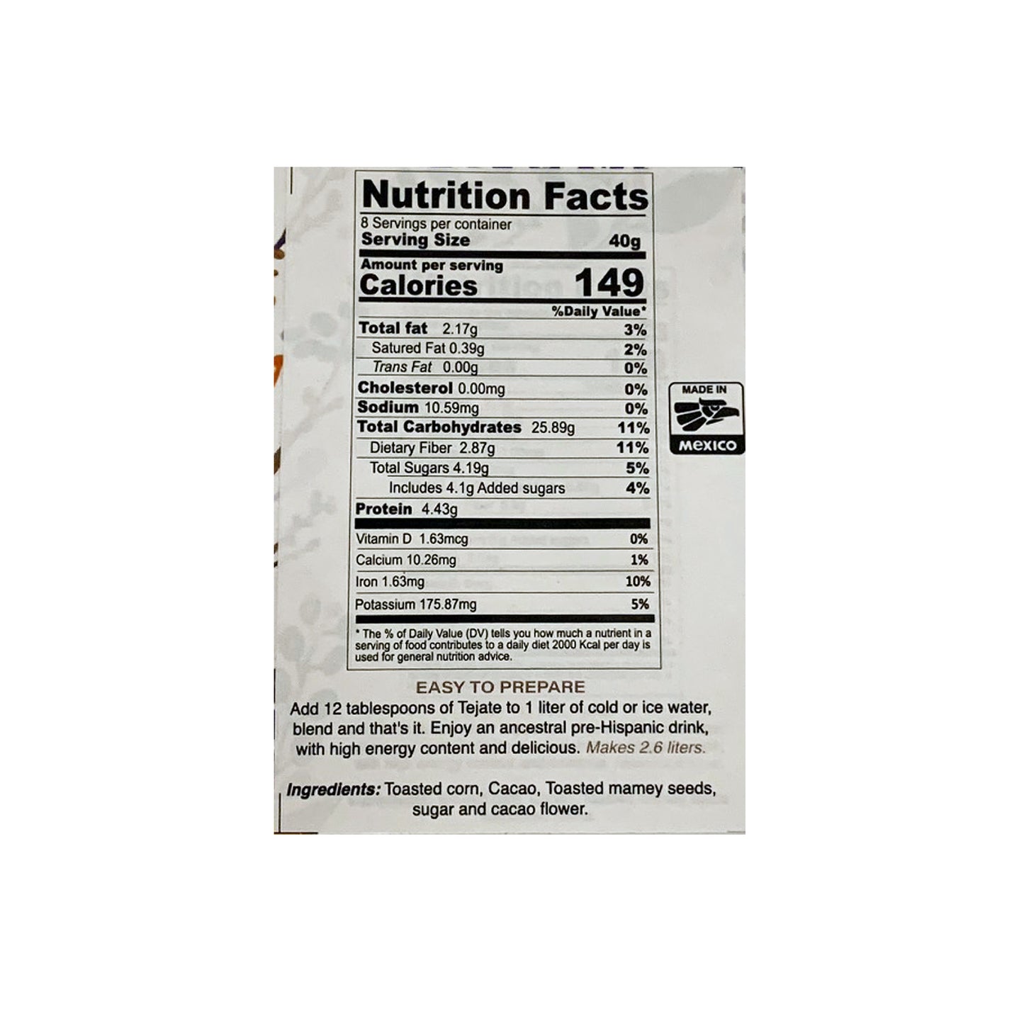 El Sabor de Oaxaca Tejate Powder Mix from Mexico - 11 Ounces