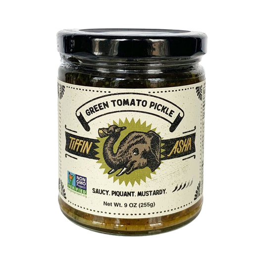 Tiffin Asha Green Tomato Pickle (Tomato Chutney Condiment) - 9oz