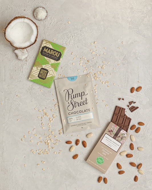 Paquete de barra de chocolate con leche vegana (incluye chocolate con leche de almendra, coco y avena) 3 artículos